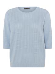 Lundgaard strik bluse med hulmønster og halve ærmer - Light Blue