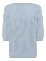 Lundgaard strik bluse med hulmønster og halve ærmer - Light Blue