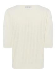 Lundgaard strik bluse med hulmønster og halve ærmer - Off White